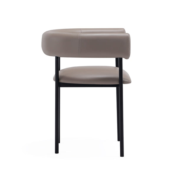English Elm Dining Chair with Wraparound Padded Back Vegan Leather Upholstery Metal Frame Taupe B365P504299