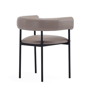English Elm Dining Chair with Wraparound Padded Back Vegan Leather Upholstery Metal Frame Taupe B365P504299