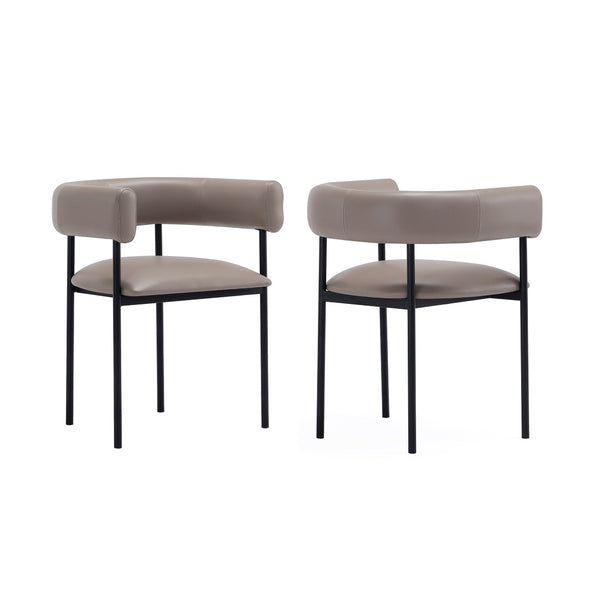 English Elm Dining Chair with Wraparound Padded Back Vegan Leather Upholstery Metal Frame Taupe B365P504299