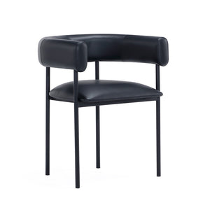 English Elm Dining Chair with Wraparound Padded Back Vegan Leather Upholstery Metal Frame Black B365P504300