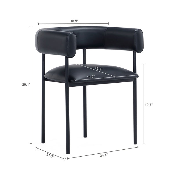 English Elm Dining Chair with Wraparound Padded Back Vegan Leather Upholstery Metal Frame Black B365P504300