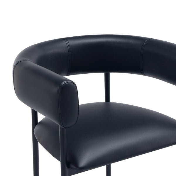 English Elm Dining Chair with Wraparound Padded Back Vegan Leather Upholstery Metal Frame Black B365P504300