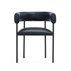 English Elm Dining Chair with Wraparound Padded Back Vegan Leather Upholstery Metal Frame Black B365P504300