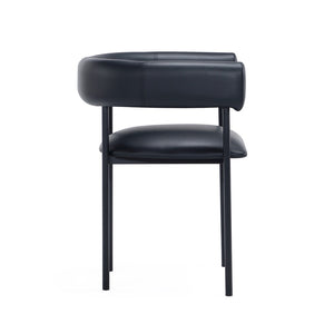 English Elm Dining Chair with Wraparound Padded Back Vegan Leather Upholstery Metal Frame Black B365P504300
