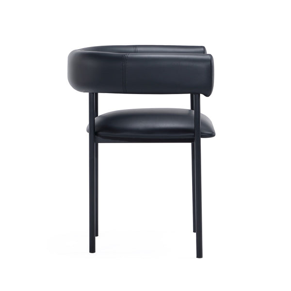 English Elm Dining Chair with Wraparound Padded Back Vegan Leather Upholstery Metal Frame Black B365P504300