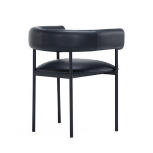 English Elm Dining Chair with Wraparound Padded Back Vegan Leather Upholstery Metal Frame Black B365P504300
