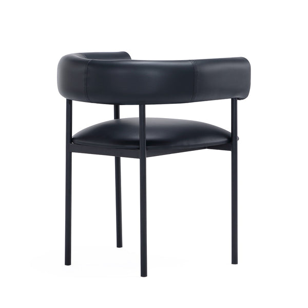 English Elm Dining Chair with Wraparound Padded Back Vegan Leather Upholstery Metal Frame Black B365P504300