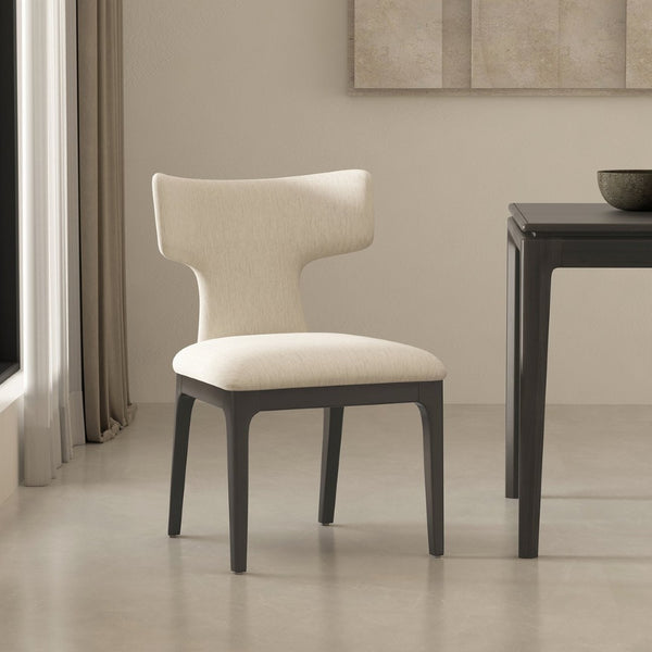 English Elm Side Chairs Set of Two Wingback Chenille Upholstered Beech Wood Living Room Accent Cream B365P504304