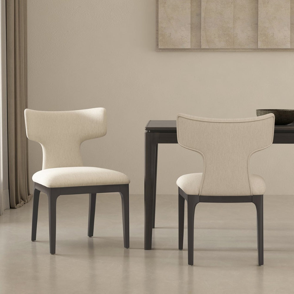 English Elm Side Chairs Set of Two Wingback Chenille Upholstered Beech Wood Living Room Accent Cream B365P504304