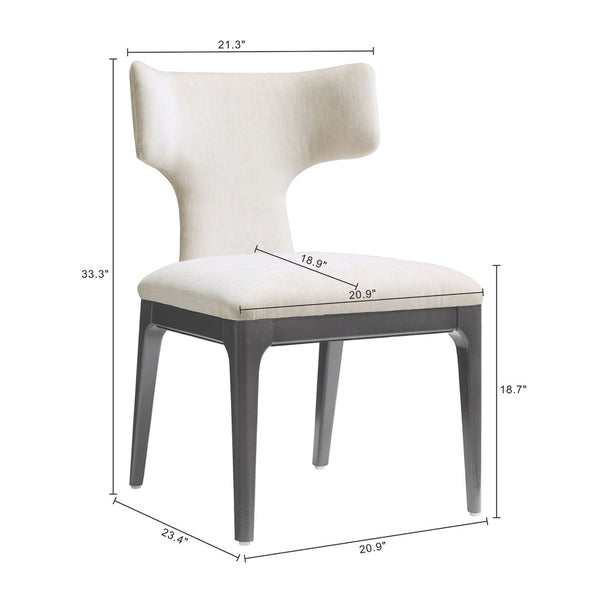 English Elm Side Chairs Set of Two Wingback Chenille Upholstered Beech Wood Living Room Accent Cream B365P504304