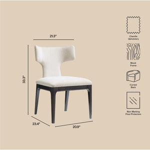English Elm Side Chairs Set of Two Wingback Chenille Upholstered Beech Wood Living Room Accent Cream B365P504304