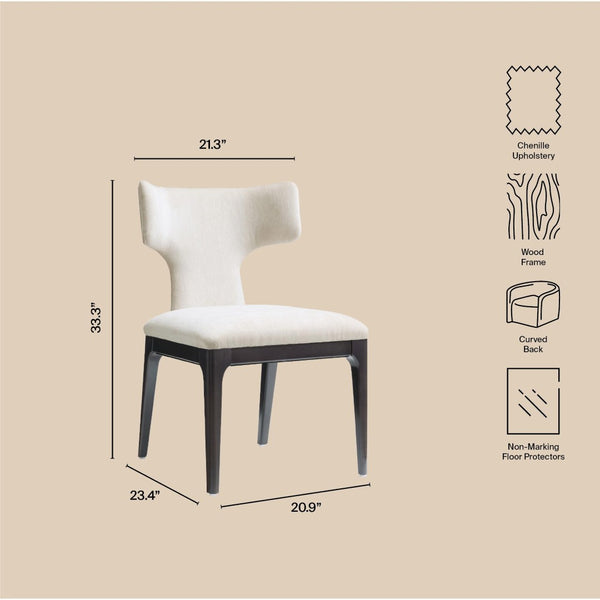English Elm Side Chairs Set of Two Wingback Chenille Upholstered Beech Wood Living Room Accent Cream B365P504304