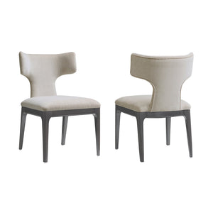 English Elm Side Chairs Set of Two Wingback Chenille Upholstered Beech Wood Living Room Accent Taupe B365P504305