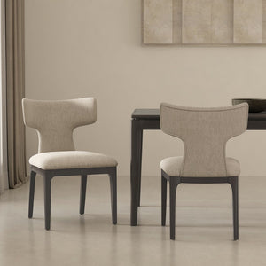 English Elm Side Chairs Set of Two Wingback Chenille Upholstered Beech Wood Living Room Accent Taupe B365P504305