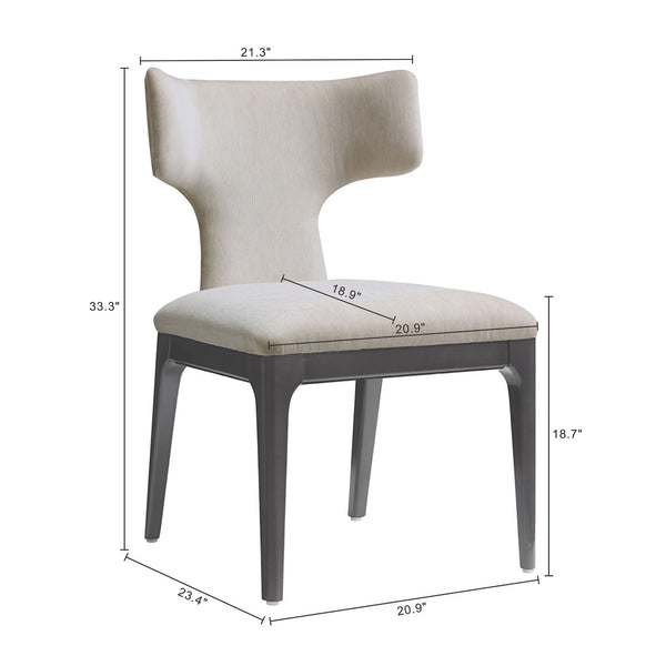 English Elm Side Chairs Set of Two Wingback Chenille Upholstered Beech Wood Living Room Accent Taupe B365P504305