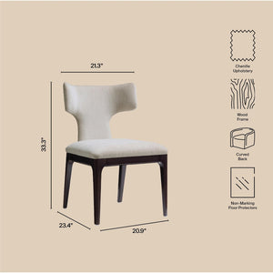 English Elm Side Chairs Set of Two Wingback Chenille Upholstered Beech Wood Living Room Accent Taupe B365P504305