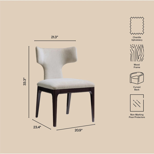 English Elm Side Chairs Set of Two Wingback Chenille Upholstered Beech Wood Living Room Accent Taupe B365P504305