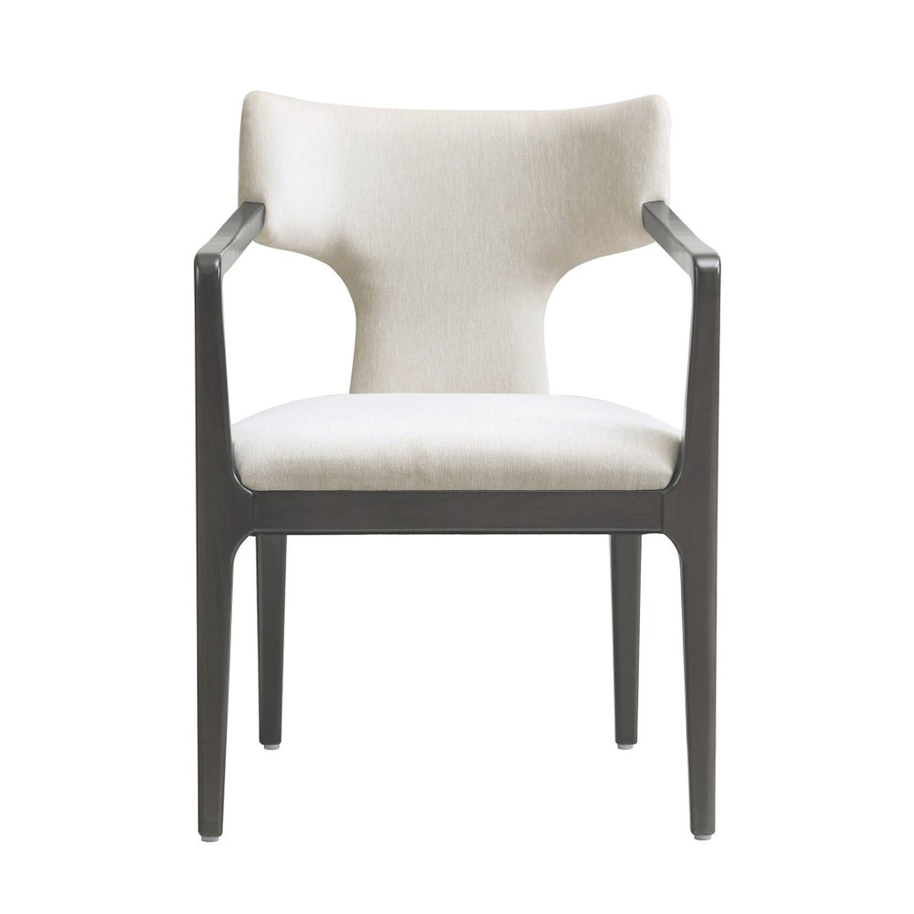 English Elm Armchair Sculptural Chenille Accent Chair with Curved Back and Open Cutout Sides Cream B365P504306