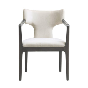 English Elm Armchair Sculptural Chenille Accent Chair with Curved Back and Open Cutout Sides Cream B365P504306
