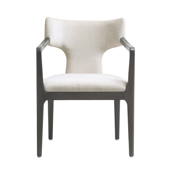 English Elm Armchair Sculptural Chenille Accent Chair with Curved Back and Open Cutout Sides Cream B365P504306