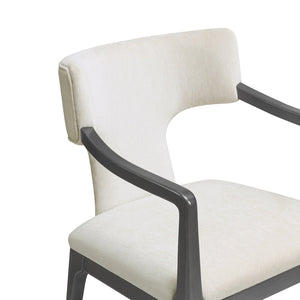 English Elm Armchair Sculptural Chenille Accent Chair with Curved Back and Open Cutout Sides Cream B365P504306