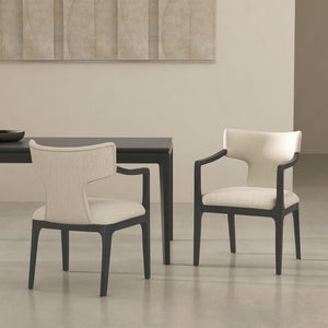 English Elm Armchair Sculptural Chenille Accent Chair with Curved Back and Open Cutout Sides Cream B365P504306