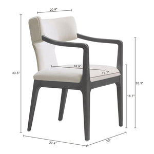 English Elm Armchair Sculptural Chenille Accent Chair with Curved Back and Open Cutout Sides Cream B365P504306