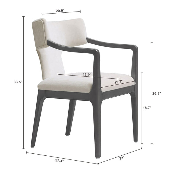 English Elm Armchair Sculptural Chenille Accent Chair with Curved Back and Open Cutout Sides Cream B365P504306