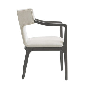 English Elm Armchair Sculptural Chenille Accent Chair with Curved Back and Open Cutout Sides Cream B365P504306