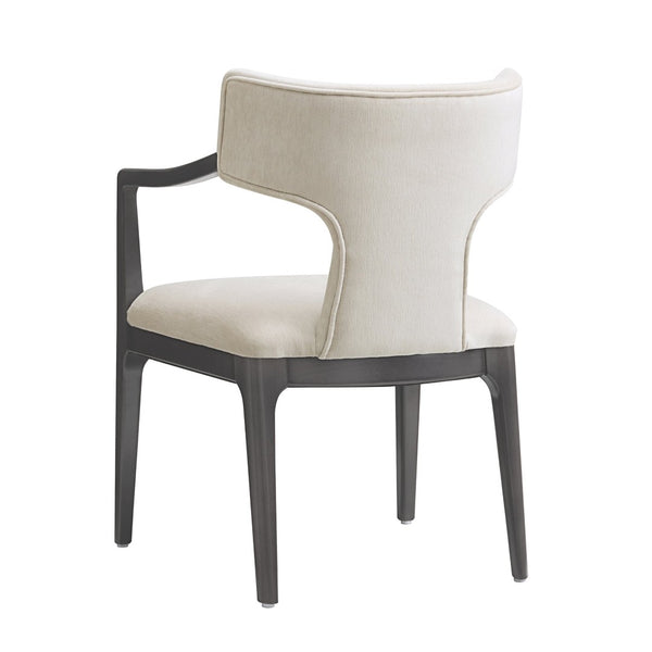 English Elm Armchair Sculptural Chenille Accent Chair with Curved Back and Open Cutout Sides Cream B365P504306