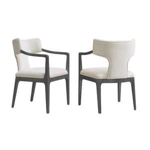 English Elm Armchair Sculptural Chenille Accent Chair with Curved Back and Open Cutout Sides Cream B365P504306