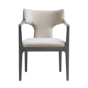 English Elm Armchair Sculptural Chenille Accent Chair with Curved Back and Open Cutout Sides Taupe B365P504307