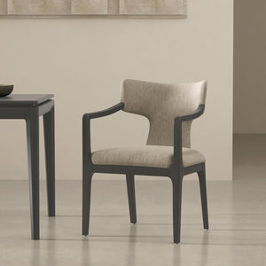 English Elm Armchair Sculptural Chenille Accent Chair with Curved Back and Open Cutout Sides Taupe B365P504307