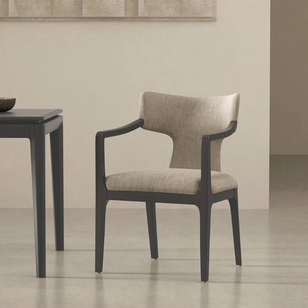 English Elm Armchair Sculptural Chenille Accent Chair with Curved Back and Open Cutout Sides Taupe B365P504307