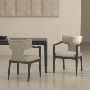 English Elm Armchair Sculptural Chenille Accent Chair with Curved Back and Open Cutout Sides Taupe B365P504307