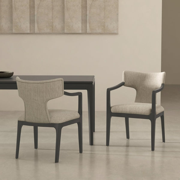 English Elm Armchair Sculptural Chenille Accent Chair with Curved Back and Open Cutout Sides Taupe B365P504307