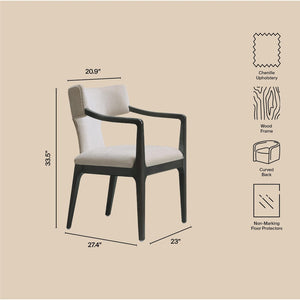 English Elm Armchair Sculptural Chenille Accent Chair with Curved Back and Open Cutout Sides Taupe B365P504307