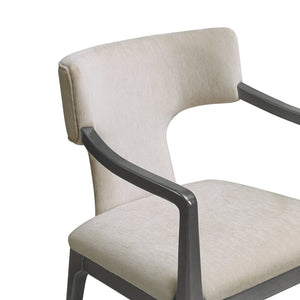 English Elm Armchair Sculptural Chenille Accent Chair with Curved Back and Open Cutout Sides Taupe B365P504307