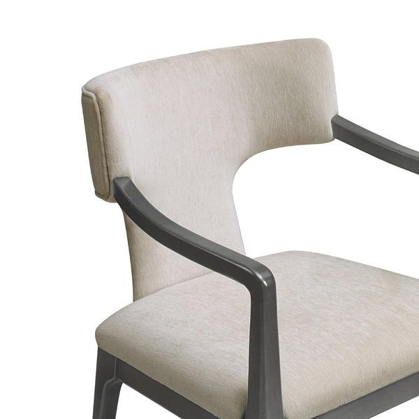 English Elm Armchair Sculptural Chenille Accent Chair with Curved Back and Open Cutout Sides Taupe B365P504307