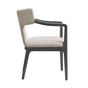 English Elm Armchair Sculptural Chenille Accent Chair with Curved Back and Open Cutout Sides Taupe B365P504307