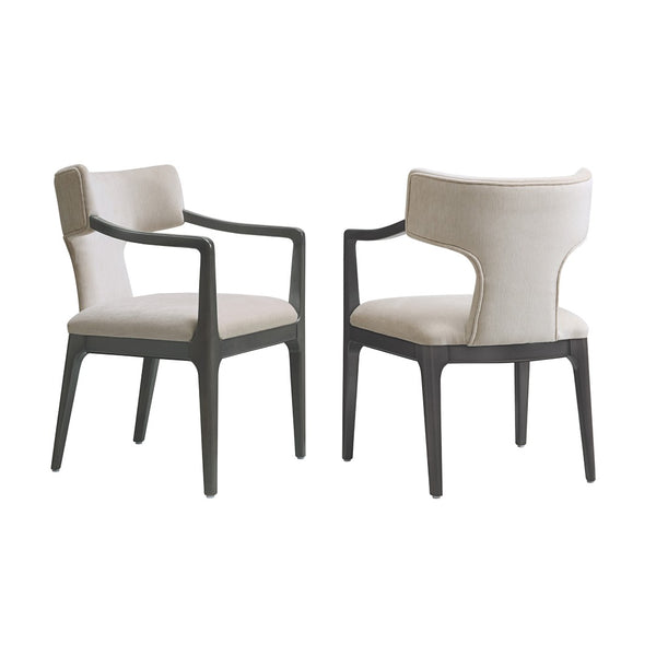 English Elm Armchair Sculptural Chenille Accent Chair with Curved Back and Open Cutout Sides Taupe B365P504307