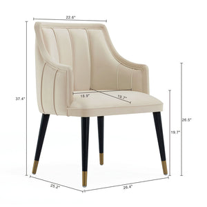 English Elm Armchair with Channel Tufted Back Velvet Upholstery and Tapered Elm Legs for Modern Interiors Cream B365P504308