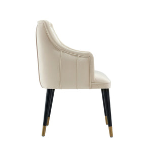 English Elm Armchair with Channel Tufted Back Velvet Upholstery and Tapered Elm Legs for Modern Interiors Cream B365P504308