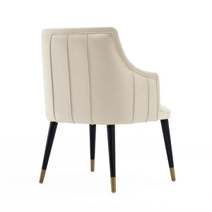 English Elm Armchair with Channel Tufted Back Velvet Upholstery and Tapered Elm Legs for Modern Interiors Cream B365P504308