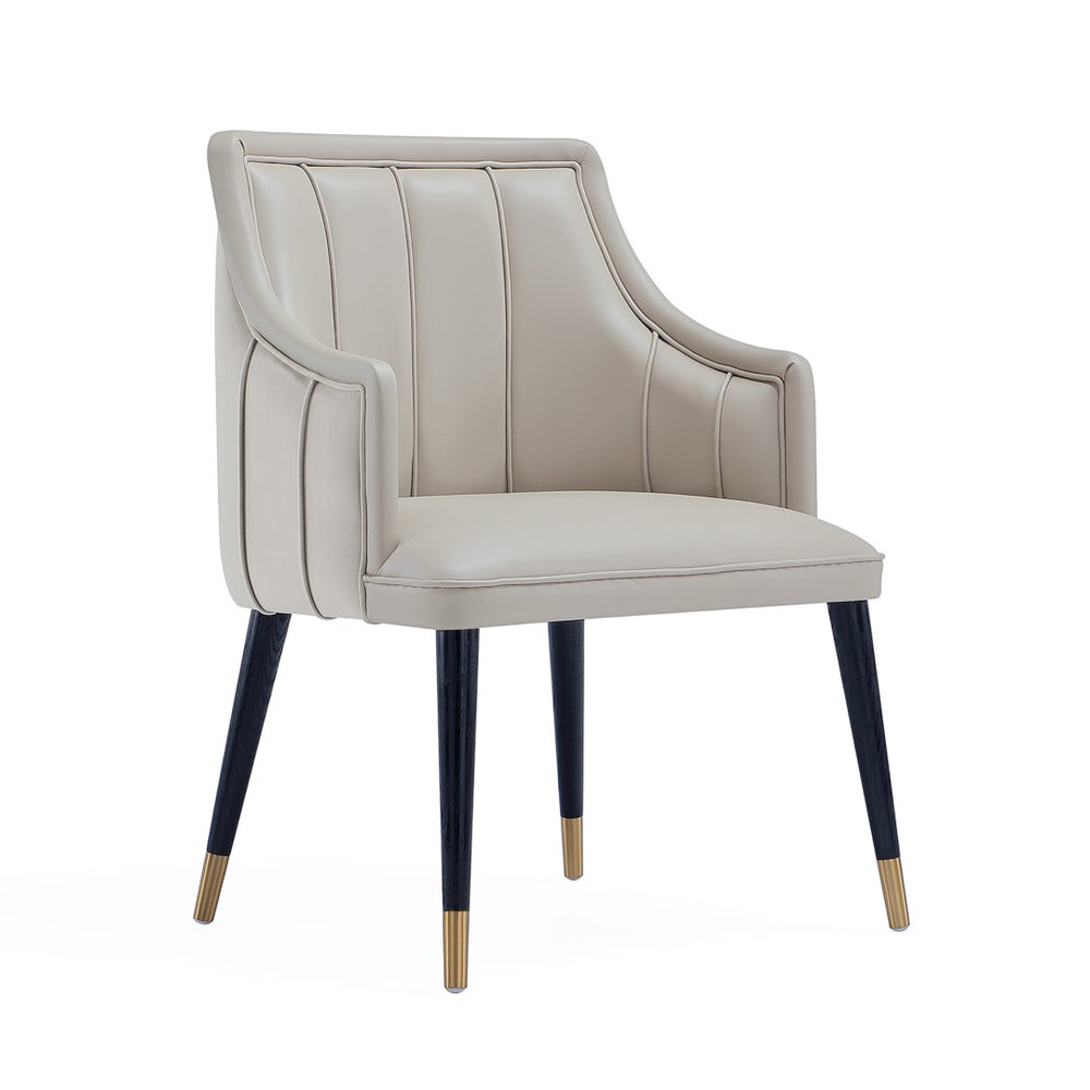 English Elm Armchair with Channel Tufted Back Velvet Upholstery and Tapered Elm Legs for Modern Interiors Light Gray B365P504310