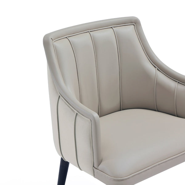 English Elm Armchair with Channel Tufted Back Velvet Upholstery and Tapered Elm Legs for Modern Interiors Light Gray B365P504310