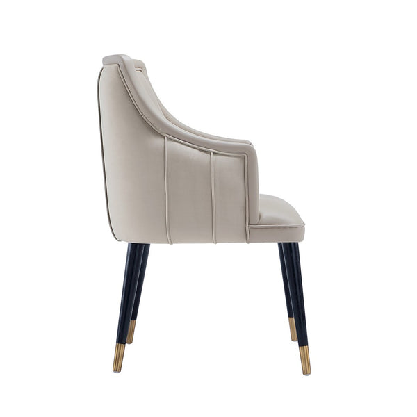 English Elm Armchair with Channel Tufted Back Velvet Upholstery and Tapered Elm Legs for Modern Interiors Light Gray B365P504310
