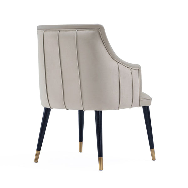 English Elm Armchair with Channel Tufted Back Velvet Upholstery and Tapered Elm Legs for Modern Interiors Light Gray B365P504310