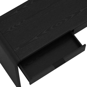 English Elm Office Desk with Two Storage Drawers Matte Finish Rounded Corners for Modern Home Study Black B365P504311