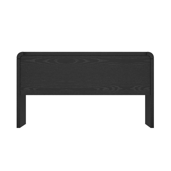 English Elm Office Desk with Two Storage Drawers Matte Finish Rounded Corners for Modern Home Study Black B365P504311